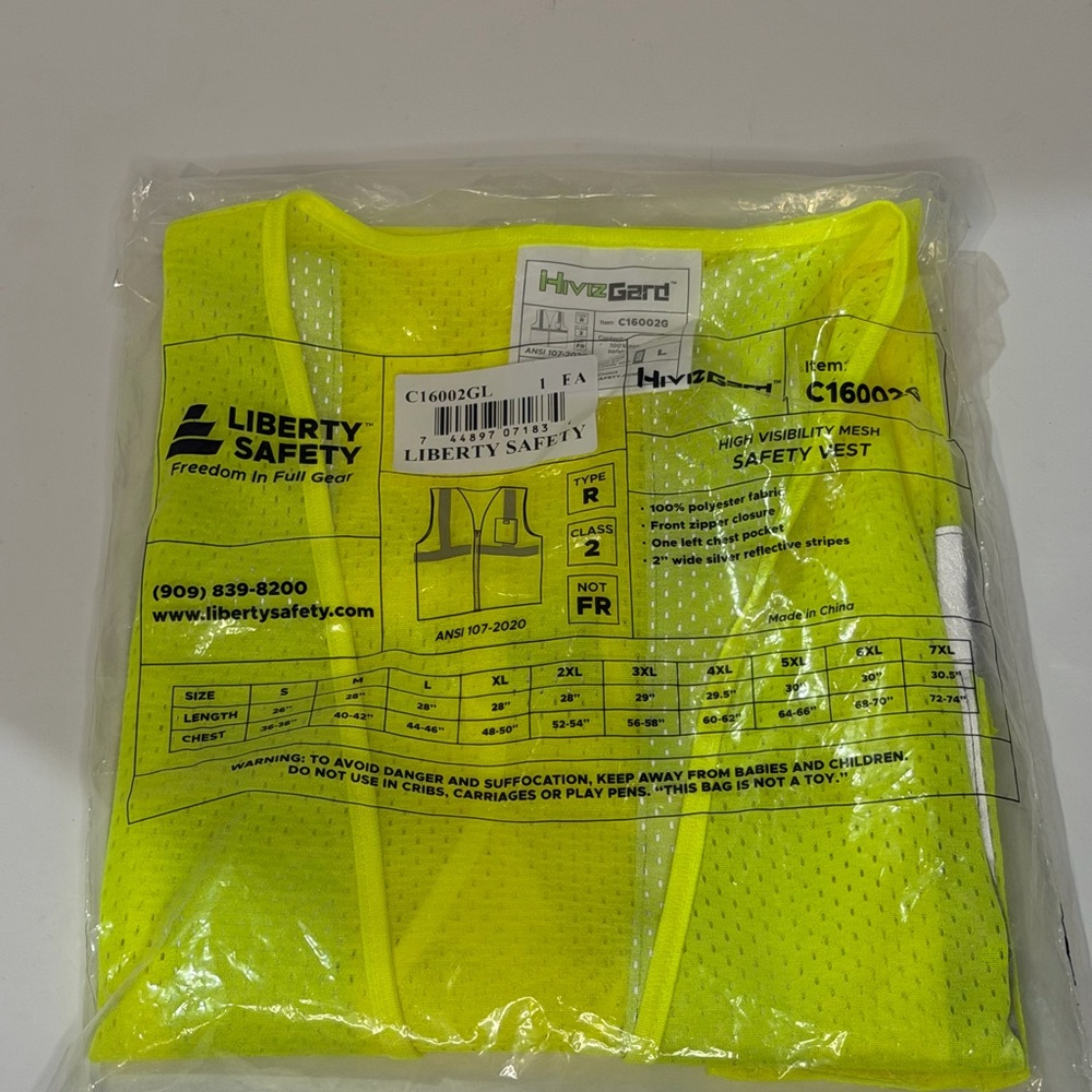 Liberty Safety High-Visibility Neon Yellow Reflective Vest